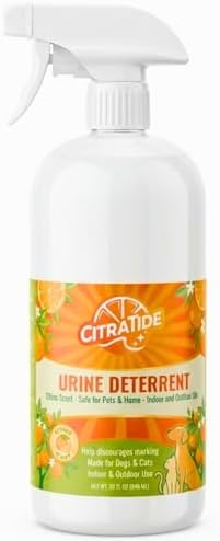 Urine Deterrent Spray for Dogs & Cats – Heavy Duty Plant-Based Formula Prevents Marking on Floors, Furniture & Carpets – Natural Citrus & Cedarwood Scent – Safe for Pets & Home – 32 fl oz