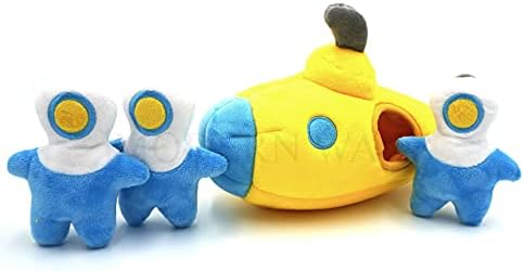 MODERN WAVE - Interactive Squeaky Plush Hide and Seek Squirrel Type Puzzle Toy for Dogs, Medium Size (Submarine and Divers)
