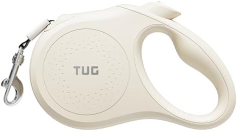 TUG Quest Retractable Dog Leash | 360° Tangle-Free | 16 ft Tape (L, Cream)
