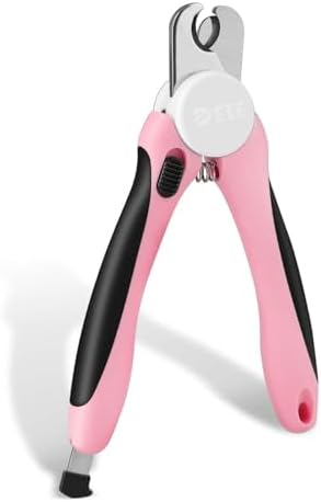Flexzion Dog Nail Clippers and Cat Nail Trimmer with Safety Guard, Pink