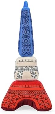 P.L.A.Y. Plush Dog Toys - Totally Touristy, Landmark Themed Durable Squeaker Chew Toy for Puppies & Small Dogs - Machine Washable, Recycled Materials (Eiffel Tower, X-Small)