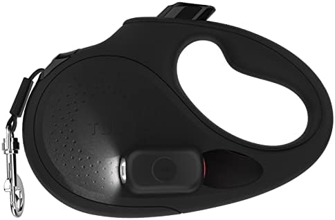 TUG Oval 360° Tangle-Free Retractable Dog Leash | Flashlight Included | Integrated Waste Bag Dispenser Pocket (Small, Black)