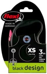 Flexi Black Design Cord Pink Extra Small 3m Retractable Dog Leash/Lead for Dogs up to 8kgs/18lbs