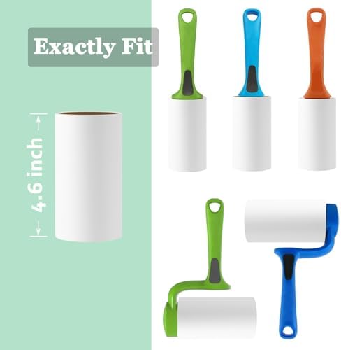 4.6 inch Giant Lint Roller Refills for Evercare Giant Lint Rollers and T Handle Lint Roller Extreme Stick Pet Hair Remover Adhesive Refills 6 Rolls 60 Sheets per Roll Total 360 Sheets
