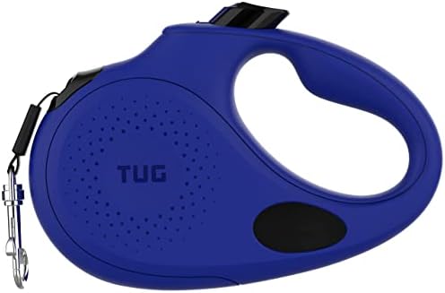 TUG Oval 360° Tangle-Free Retractable Dog Leash with Integrated Waste Bag Dispenser (Large, Blue)