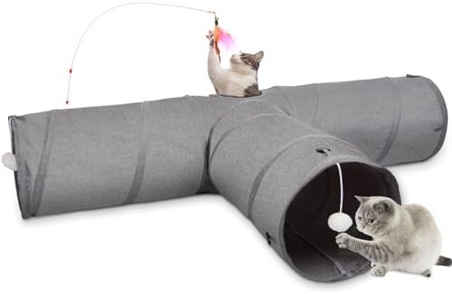 Ownpets 12" Large Cat Tunnel 3-Way T-Shape Oxford Fabric for Large Cat