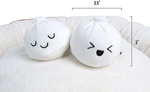 TONBO Soft Plush Small Cute and Cozy Food Dog Cat Bed, Washer and Dryer Friendly (Dim Sum)