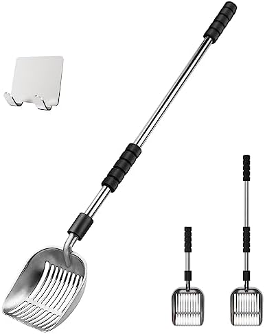 Depets Cat Litter Scoop, Long Handle Metal Litter Scooper - No Bending