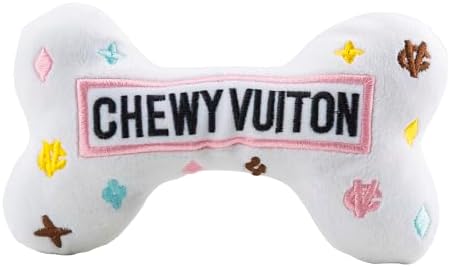 Haute Diggity Dog Chewy Vuiton Bone Plush Dog Toy, Designer Parody Toy