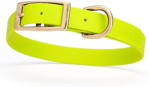 Viper Biothane Heavy Duty Waterproof Dog Collar Strong Coated Nylon Webbing w/Solid Brass Hardware Odor-Proof Easy to Clean High Performance Fits Small Medium or Large Dogs, Safety Yellow