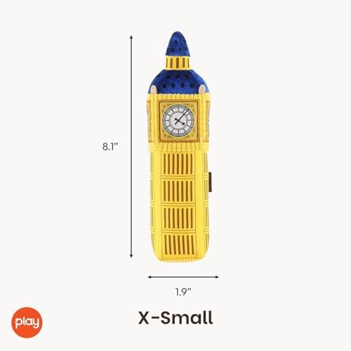 P.L.A.Y. PET LIFESTYLE AND YOU P.L.A.Y. Cute Plush Dog Toys - Totally Touristy Landmark Themed Durable Squeaker Chew Toy, Great for Puppies Dogs - Machine Washable (Big Ben, X-Small)