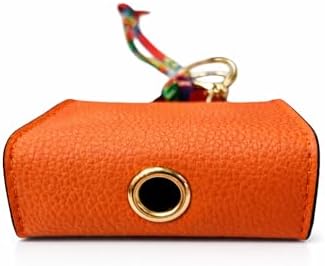 Barkin Designer Dog Poop Bag Holder for Leash, Waste Bag Dispenser, Orange