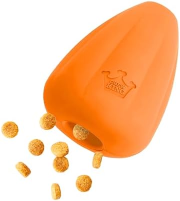 Chew King by Mammoth Premium Treat Dispensing Dog Toy, Durable Natural Rubber Chew Toy with Bacon Flavor, Safety Air Vent, Interactive Enrichment Toy for Aggressive Chewers, XXL - Orange