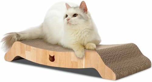 Necoichi Premium Comfort Series Cat Scratcher Curved Lounger and Scratcher Bed (c.Oak Bed, Large)
