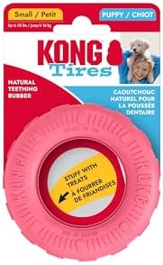 KONG Puppy Tires, Natural Rubber Teething Toy, for Small Puppies, Pink