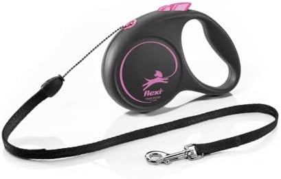 Flexi Black Design Cord Pink Small 5m Retractable Dog Leash/Lead for Dogs up to 12kgs/26lbs