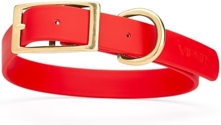 Viper Biothane Heavy Duty Waterproof Dog Collar Strong Coated Nylon Webbing w/Solid Brass Hardware Odor-Proof Easy to Clean High Performance Fits Small Medium or Large Dogs, Cherry Red