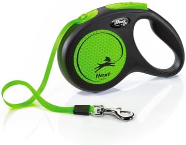 Flexi New Neon Tape Green Medium 5m Retractable Dog Leash/Lead for Dogs up to 25kgs/55lbs