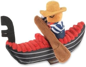 P.L.A.Y. PET LIFESTYLE AND YOU P.L.A.Y. Cute Plush Dog Toys - Totally Touristy Landmark Themed Durable Squeaker Chew Toy, Great for Puppies Dogs - Machine Washable (Venice Gondola, X-Small)