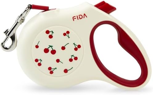 Fida Retractable Dog Leash, 16 ft Dog Walking Leash for Small Dogs up to 26 lbs, 360° Tangle Free, Cherry
