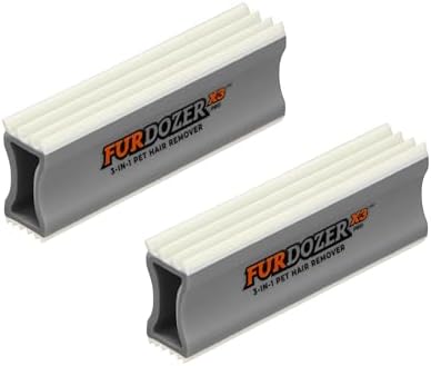 FurDozer Pet Hair Remover & Auto Detailing Tools - Cat & Dog Hair Remover for Carpets, Car Interiors, Couches, Bedding, & Pet Furniture (Gray, (2 Pack) - X3 PRO)