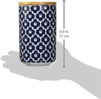 Bone Dry Lattice Collection Pet Bowl & Canister, Treat Canister, 4x6.5", Nautical Blue