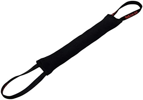 REDLINE K-9 Dog Bite Tug Toy 3" X 16" 2 Handle Bite Suit French Linen (Black)