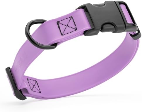 Dogline Biothane Waterproof Dog Collar with Quick Release Buckle Strong Coated Nylon Webbing with Odor- Proof for Easy Care Easy to Clean Fits Small Medium Large Dogs, Amethyst Purple 3/4" W 12-19" L