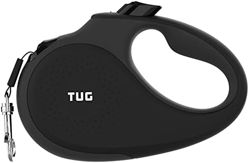 TUG Original Retractable Dog Leash, Anti-Slip, 16’ Tape (Large, Black/Grey)