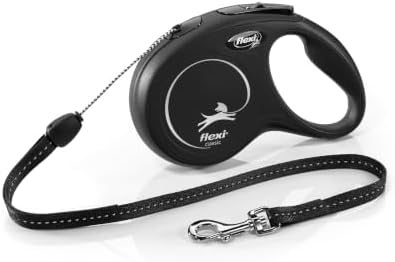 Flexi New Classic Cord Black Retractable Dog Lead Small 12kg - 8M