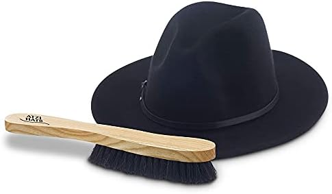 Fedora Hat Brush Lint Remover Duster Brushes for Felt Hats 100% Horse Hair (Black) Wood Brush