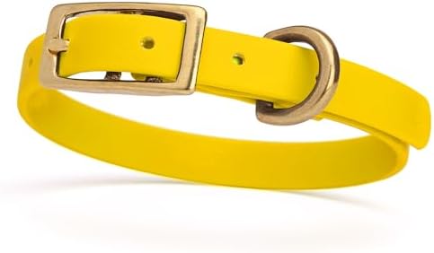 Viper Biothane Heavy Duty Waterproof Dog Collar Strong Coated Nylon Webbing w/Solid Brass Hardware Odor-Proof Easy to Clean High Performance Fits Small Medium or Large Dogs, Lemon Yellow