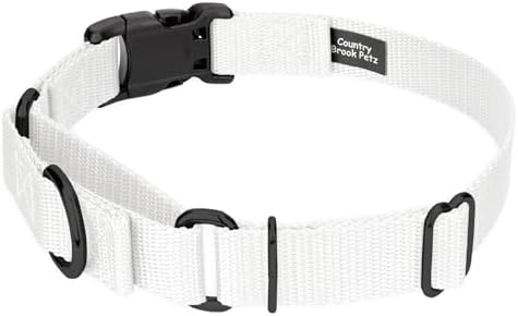 Martingale Dog Collar - Heavy Duty Nylon Adjustable Martingale Dog Collar with Plastic Buckle for Small Medium Large Breeds - 30+ Colors (1 Inch, Extra Large, White)