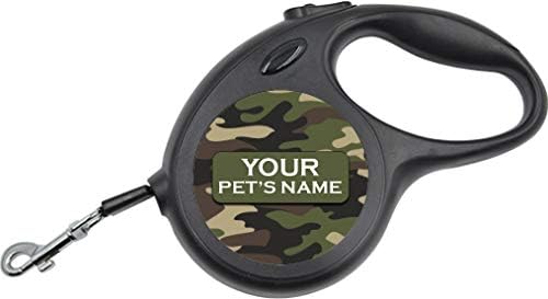 Camo Retractable Dog Walking Leash | Personalized w/Your Pet's Name (Army Green)