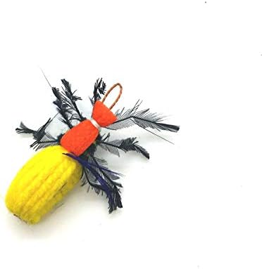 2 Inch Handmade Cat Toy Teaser Beetle (1, Yellow, with Wand)
