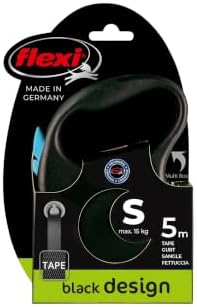 Flexi Black Design Tape Blue Small 5m Retractable Dog Leash/Lead for Dogs up to 15kgs/33lbs