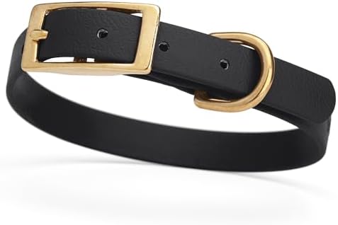 Viper Biothane Heavy Duty Waterproof Dog Collar Strong Coated Nylon Webbing w/Solid Brass Hardware Odor-Proof Easy to Clean High Performance Fits Small Medium or Large Dogs, Black
