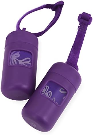 Best Pet Supplies Dog Poop Bag Holder Leash Attachment with Reusable Dispenser for Travel, Walking, Park, and Outdoor Use, Durable with Clip-On - Purple, Pack of 2, Plastic Dispenser w/30 Bags