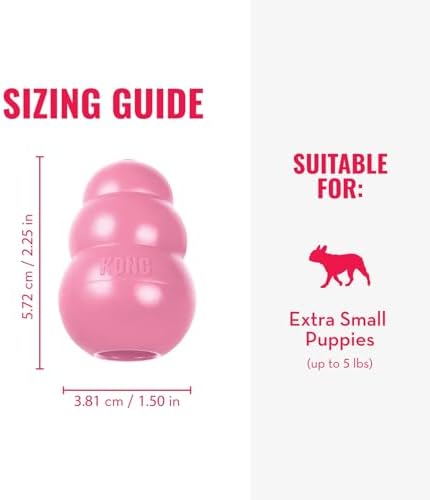 KONG Puppy - Natural Teething Rubber Chew Toy for Dogs - Stuffable Dog Toy for Extended Playtime - Chew & Fetch Toy for Puppies - for XS Puppies - Pink (Pack of 3)