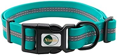 Nimble Reflective Waterproof Dog Collar Adjustable Odor Resistant Easy Clean Pet Collar for Small Medium Large Dogs Night Walking Outdoor Rainy Use (Medium (11.81”-18.5”inches), Emerald Green)