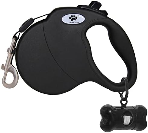 16 ft Retractable Dog Leash for Large Dogs up to 44 lbs,Tangle-Free Nylon Tape,Black M