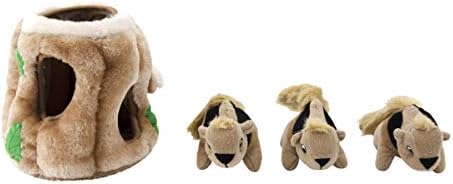 Outward Hound Hide-A-Squirrel Plush Squeaky Dog Toy, Medium, 6.5" x 6.5"