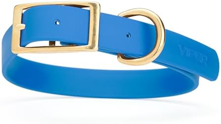 Viper Biothane Heavy Duty Waterproof Dog Collar Strong Coated Nylon Webbing w/Solid Brass Hardware Odor-Proof Easy to Clean High Performance Fits Small Medium or Large Dogs, Cerulean Blue