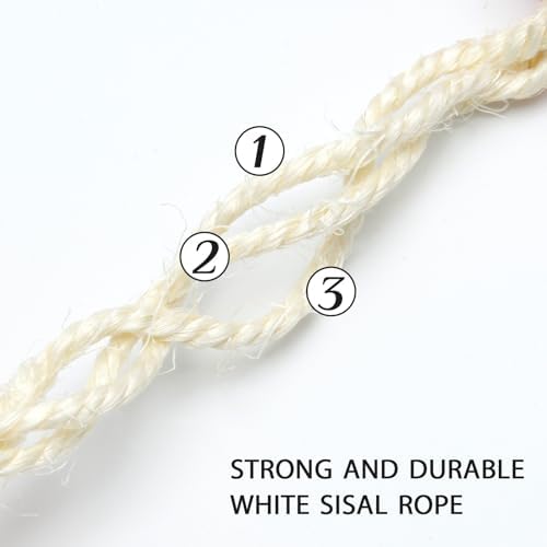 Cat Sisal Rope 164-Feet 4mm for Scratcher Repair and Replace Scratching Post, DIY Hemp Twine Rope for Cat Tree Tower Carpet Mat Kicker House, Pet Toy, and Crafts Gardening Home Decorating (Pack of 2)