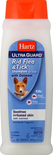 Hartz UltraGuard Rid Flea & Tick Oatmeal Dog Shampoo, 18 oz Bottle (Pack of 2)