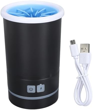 Automatic Dog Cleaner, Soft Electric Washer Cup, USB Rechargeable, Portable, for Small to Medium Dogs and Cats, Black White