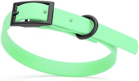 Dogline Biothane Waterproof Dog Collar Strong Coated Nylon Webbing with Black Hardware Odor- Proof for Easy Care Easy to Clean High Performance Fits Small Medium or Large Dogs, Sea Foam Green