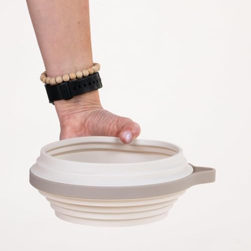 Cleverpup Nomad Large Collapsible Travel Dog Bowl - 4 Cup, Sand Silicone