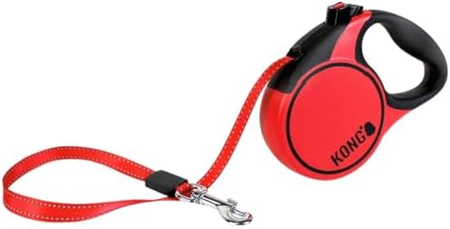 Alcott KONG Terrain Retractable Dog Leash, Small, Red, 16' Long