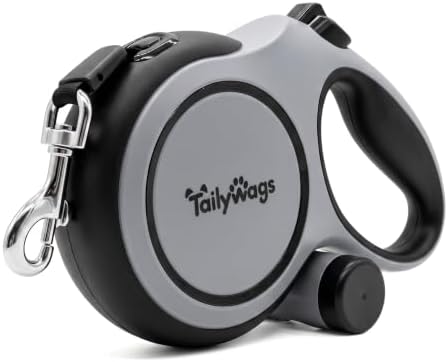 Retractable Dog Leash 26ft for Large Dogs up to 110lbs, Gray